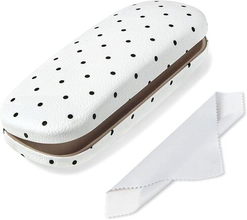 Glasses Case Hard, Cute Sunglasses Case for Women Leather Protective Case for Eyeglass with Cleaning Cloth in Kuwait