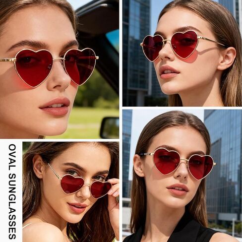AICase Bunny Merch Bad Gifts نظارات شمسية بيضاوية على شكل قلب للنساء والرجال نظارات شمسية صغيرة في التسعينيات نظارات شمسية عصرية مستديرة ظلال لطيفة مصمم Miu Sunies حماية من الأشعة فوق البنفسجية 400 للجماهير in Saudi Arabia