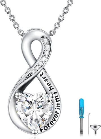 Seiyang Urn Necklace for Ashes 925 Sterling Silver Infinity Urn Necklace with Birthstone Memorial Cremation Jewelry for Women Loved One in Saudi Arabia