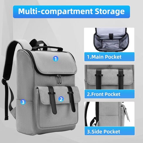 Vintage Backpack Travel Laptop Backpack for Men & Women College Backpack 15.6 Inch Laptop Bag for Work Office Waterproof Business Backpacks Grey in Kuwait