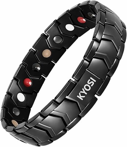 KYOSI Magnetic Bracelet for Men Silver-Gold Bracelet Stainless Steel Magnet Link Mens Jewelry 8.66 inches in Saudi Arabia