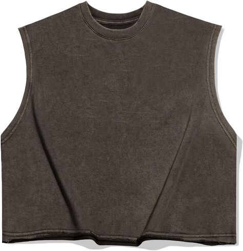 Mens Crop Top Soft Cropped T Shirt Streetwear Male Oversized Sleeveless Tank Tee in Saudi Arabia