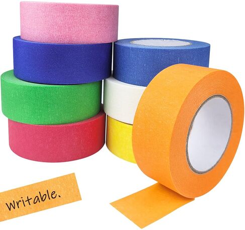 8 Roll Colored Masking Tape 1 Inch Wide Painters Tape - 175 Yards Rainbow Colorful Craft Tape for Painting, Arts Crafts, Labeling, Classroom Decoration in Kuwait