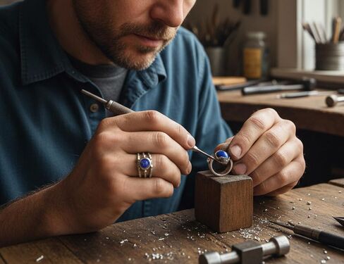 Lapis Lazuli Ring for Women Men, Adjustable Minimalist Unisex Ring, Vintage Bohemian Blue Statement Jewelry in Saudi Arabia