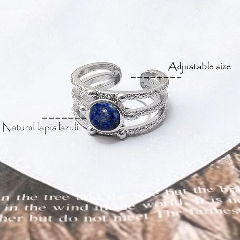 Lapis Lazuli Ring for Women Men, Adjustable Minimalist Unisex Ring, Vintage Bohemian Blue Statement Jewelry in Saudi Arabia