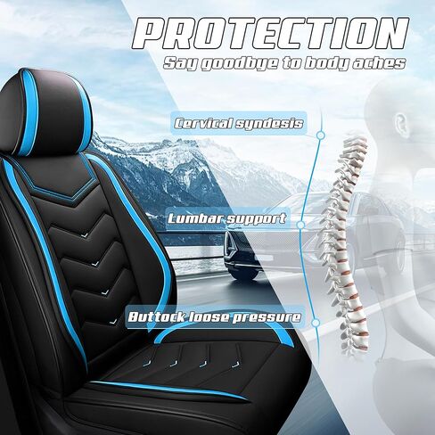 Car Seat Covers Fit for mini Cooper s 2000-2012, Stylish Sport Seat Covers, Waterproof Wear-Resistant Premium Nappa Leather Car Seat Cover.(2 Pcs Front/Black Blue) in Saudi Arabia