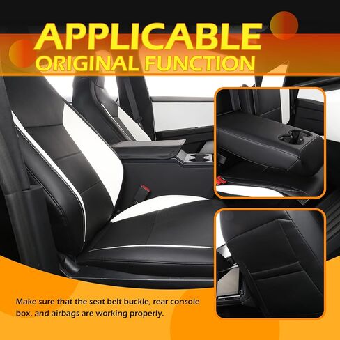 Seat Covers Compatible with Tesla Cybertruck 2024,PU Leather Seat Protector Replacement for Tesla Cybertruck Accessories (Black+White) in Saudi Arabia