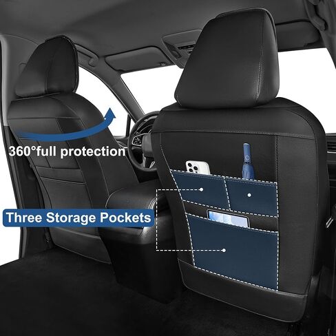 Custom Seat Covers for Honda Civic 2016 2017 2018 2019 2020 2021 Civic LX/EX/Sport/Si/EXL/EX-T/Touring Car Seat Covers Full Set (Black&Grey, 5 Seats) in Kuwait