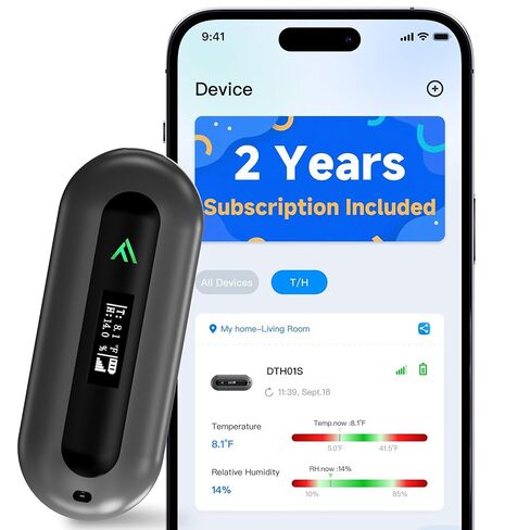 4G Temperature & Humidity Monitor, No Monthly Fees, Pet Safety Sensor - Power Outage Sensor, OLED Display Screen, Remote APP Notification Alerts, for RV, Bedroom, Wine Cellar, Greenhouse in Saudi Arabia