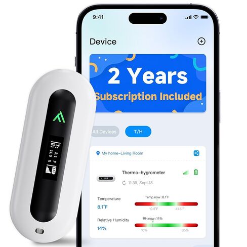 مراقب درجة الحرارة والرطوبة 4G، بدون رسوم شهرية، مستشعر سلامة الحيوانات الأليفة - مستشعر انقطاع الطاقة، شاشة عرض OLED، تنبيهات إخطار التطبيق عن بعد، للمركبات الترفيهية وغرفة النوم وقبو النبيذ والدفيئة in Saudi Arabia