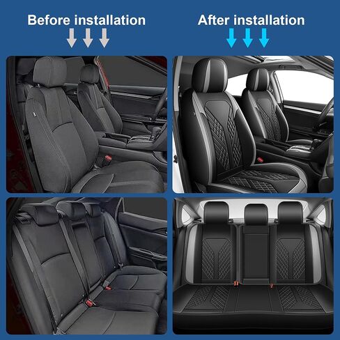 Custom Seat Covers for Honda Civic 2016 2017 2018 2019 2020 2021 Civic LX/EX/Sport/Si/EXL/EX-T/Touring Car Seat Covers Full Set (Black&Grey, 5 Seats) in Kuwait