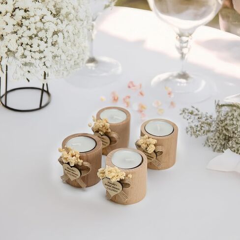 100 Pcs Handmade Personalized Cylinder Candle Holders – Elegant Wedding Favors, Bridal Shower Gifts, Funeral Memorials, & Tealight Candles for Guests in Saudi Arabia