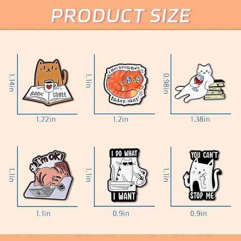 Valentine's Pins Gift For Cat Pins Enamel, Cute Enamel Pins Bulk, Funny Push Pin Decorative, Brooch Badge, Backpacks Bags Jackets for Adults Cats, Clothes Accessories Party Favors Gift (18 PCS) in Kuwait
