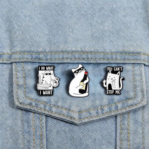 Valentine's Pins Gift For Cat Pins Enamel, Cute Enamel Pins Bulk, Funny Push Pin Decorative, Brooch Badge, Backpacks Bags Jackets for Adults Cats, Clothes Accessories Party Favors Gift (18 PCS) in Kuwait