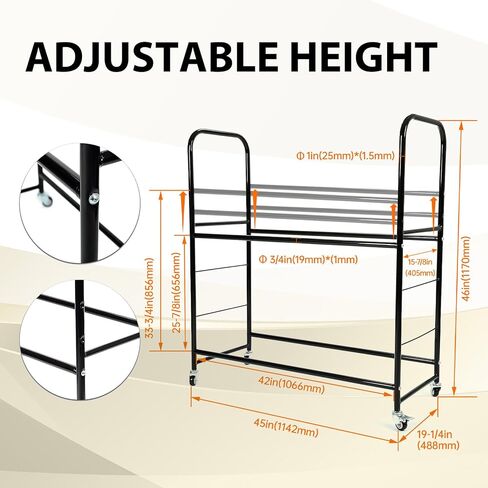 KUAFU 45''H X 20''D X 46''W Tire Storage Rack Garage Shelving Steel Rolling Tire Stand with Wheels & Protective Cover 8 Tires Capacity Adjustable Height in Saudi Arabia