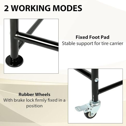 KUAFU 45''H X 20''D X 46''W Tire Storage Rack Garage Shelving Steel Rolling Tire Stand with Wheels & Protective Cover 8 Tires Capacity Adjustable Height in Saudi Arabia