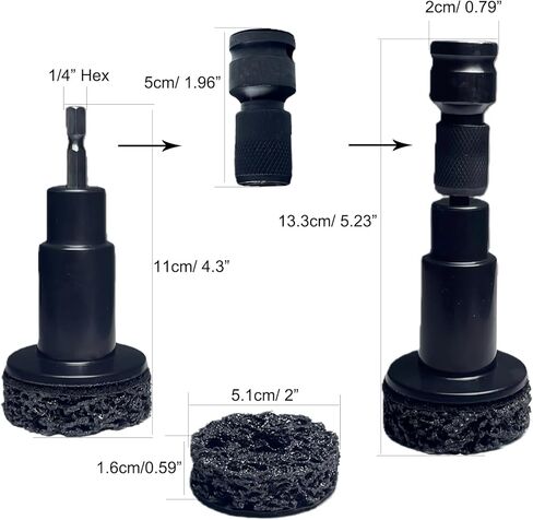 مجموعة أدوات تنظيف محور العجلة مكونة من 10 وسادات لإزالة الصدأ السريع لمسامير العروة والدوارات التي تناسب مثقاب الطاقة 1/4 مفاتيح الصدمات لصيانة السيارات والشاحنات in Kuwait