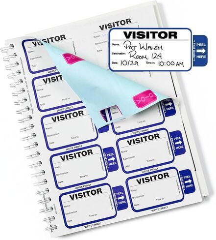 Threshold Tab-Expiring Visitor Badge Sign-in Book (500 Badges) | Name Tag Stickers | Hospital, Office & Secretary Supplies | School Visitor Passes | Visiting Tag for Hospital | Expiring Badges in Saudi Arabia