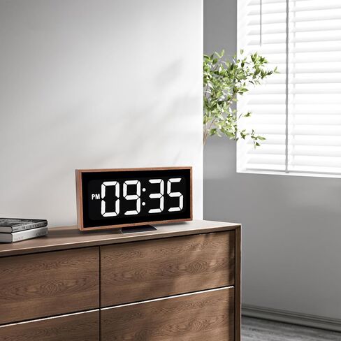 Wooden Digital Desk Clocks Large Electric LED Clock with Large Numbers Clocks Vintage Large Display Room Decor for Kid Bedroom Living Room Kitchen Office in Kuwait