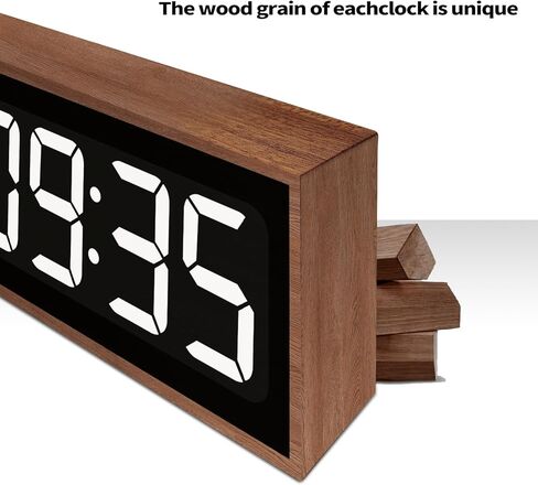 Wooden Digital Desk Clocks Large Electric LED Clock with Large Numbers Clocks Vintage Large Display Room Decor for Kid Bedroom Living Room Kitchen Office in Kuwait