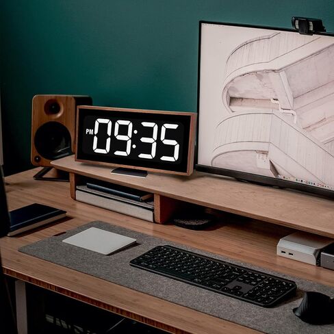 Wooden Digital Desk Clocks Large Electric LED Clock with Large Numbers Clocks Vintage Large Display Room Decor for Kid Bedroom Living Room Kitchen Office in Kuwait