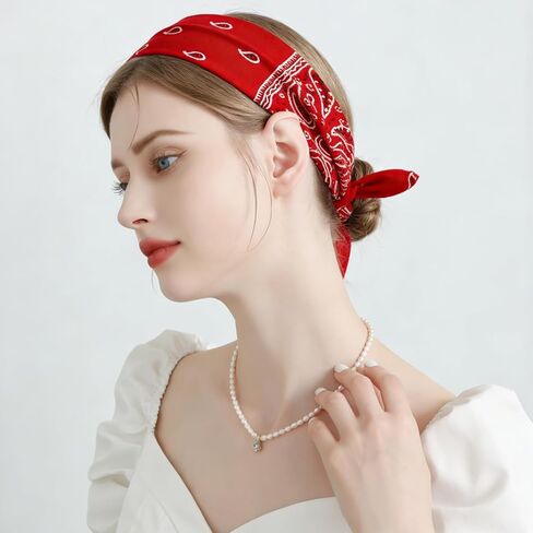 6pcs Knotted Headband Boho Paisley Print Knotted Headbands Rabbit Ears Bows Headwraps for Women in Kuwait