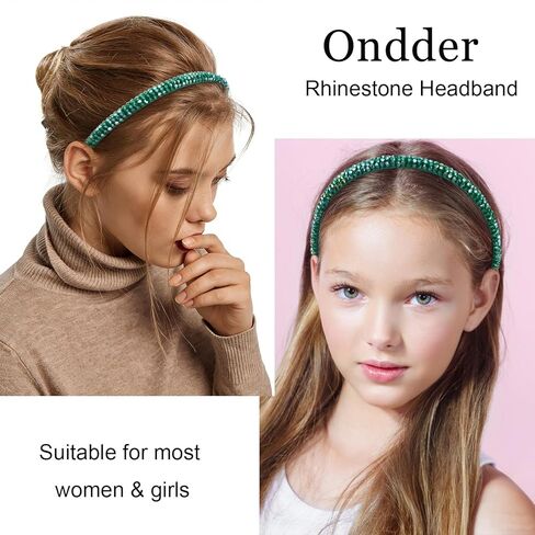 عصابة رأس من حجر الراين الأخضر للنساء من Ondder لعيد القديس باتريك، إكسسوارات شعر أنيقة من الكريستال اللامع in Kuwait
