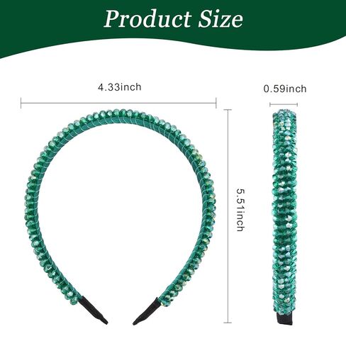 عصابة رأس من حجر الراين الأخضر للنساء من Ondder لعيد القديس باتريك، إكسسوارات شعر أنيقة من الكريستال اللامع in Kuwait