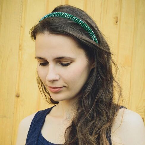 عصابة رأس من حجر الراين الأخضر للنساء من Ondder لعيد القديس باتريك، إكسسوارات شعر أنيقة من الكريستال اللامع in Kuwait