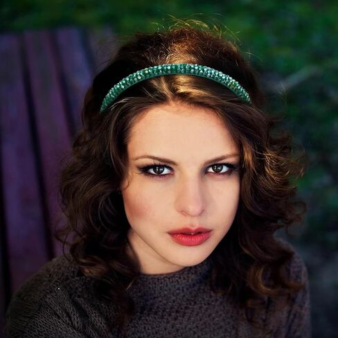 عصابة رأس من حجر الراين الأخضر للنساء من Ondder لعيد القديس باتريك، إكسسوارات شعر أنيقة من الكريستال اللامع in Kuwait