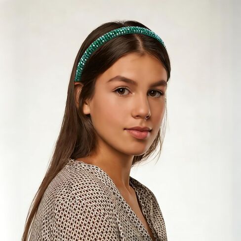 عصابة رأس من حجر الراين الأخضر للنساء من Ondder لعيد القديس باتريك، إكسسوارات شعر أنيقة من الكريستال اللامع in Kuwait