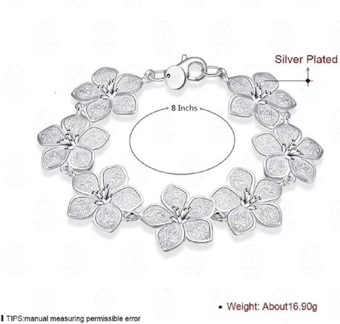 Wenbin 925 sterling silver bracelet simple flower silver lobster clasp bracelet Hawaiian flower bracelet female sterling silver jewelry in Kuwait