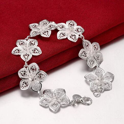 Wenbin 925 sterling silver bracelet simple flower silver lobster clasp bracelet Hawaiian flower bracelet female sterling silver jewelry in Kuwait