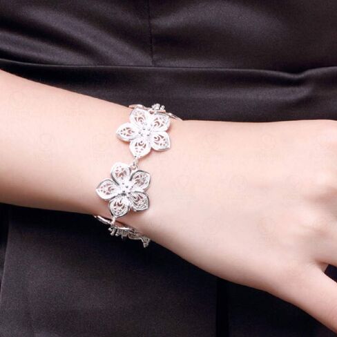 Wenbin 925 sterling silver bracelet simple flower silver lobster clasp bracelet Hawaiian flower bracelet female sterling silver jewelry in Kuwait