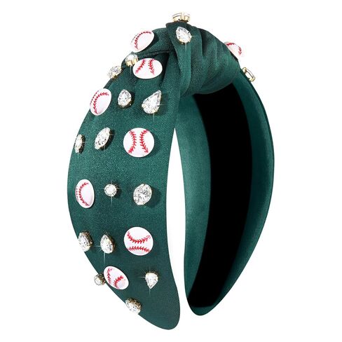 boderier Baseball Headband Hair Accessories Crystal Baseball Embellished Wide Knotted Headband for Women Game Day Accessories Gifts (Red) in Saudi Arabia