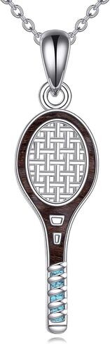 YFN Wooden Tennis Racket Necklace S925 Sterling Silver Tennis Player Jewelry Gifts for Women Sports Lovers in Saudi Arabia