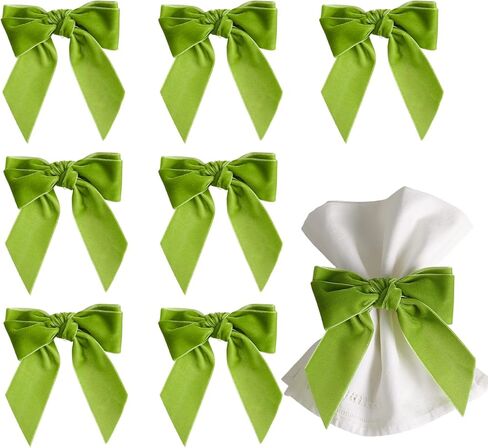 wonlex Christmas Napkin Rings Set of 8, Red Bow Napkin Rings Holder, Chic Velvet Napkin Buckle Serviette for Xmas, Dinner Banquet Wedding Holiday Dining Table Decor(Red Bow) in Saudi Arabia