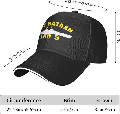 Uss Bataan Lhd-5 Unisex Baseball Cap Cowboy Hat Adjustable Fashionable Caps Dad Trucker Hats for Men Women Sport Outdoor Casual Classic Funny Vintage Black in Saudi Arabia