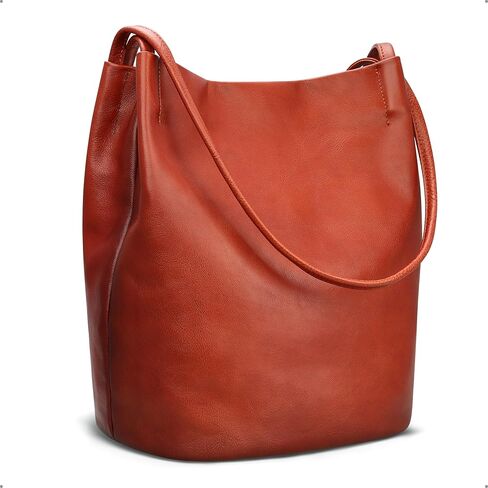 Iswee Leather Shoulder Bags for Women Vintage Tote Bag Ladies Purses and Handbags Soft Everyday Bucket Purse for Work in Kuwait