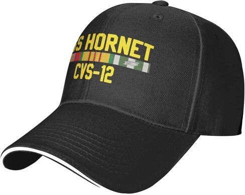FLYIFE USS Hornet Cvs-12 with Vietnam Service Ribbons Baseball Cap Adjustable Dad Hat Hats for Men Women Gifts Casual Unisex Classic Cowboy Vintage Black in Kuwait
