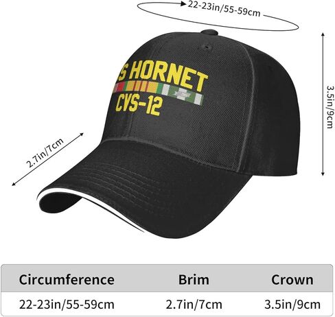 FLYIFE USS Hornet Cvs-12 with Vietnam Service Ribbons Baseball Cap Adjustable Dad Hat Hats for Men Women Gifts Casual Unisex Classic Cowboy Vintage Black in Kuwait