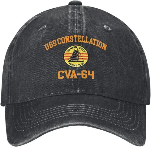 USS Constellation Cva-64 Unisex Baseball Cap Cowboy Hat Adjustable Fashionable Caps Dad Trucker Hats for Men Women Sport Outdoor Casual Classic Funny Vintage Black in Saudi Arabia