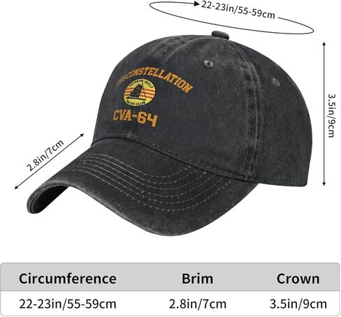 USS Constellation Cva-64 Unisex Baseball Cap Cowboy Hat Adjustable Fashionable Caps Dad Trucker Hats for Men Women Sport Outdoor Casual Classic Funny Vintage Black in Saudi Arabia