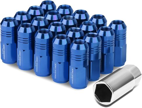 Auto Dynasty M12 x 1.25 Closed End Design Aluminum Alloy Wheel Lug Nuts Wheel Lug Nuts + Deep Drive Extension, Blue, 20-Piece in Saudi Arabia