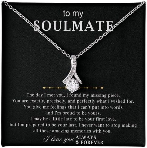 VIRAGIL To My Soulmate Necklace, Gifts For Soulmate Romantic, Wife Birthday Gift Ideas Necklace, Necklace For Wife From Husband, Message Card and Gift Box, Valentine Gift for Girlfriend in Kuwait
