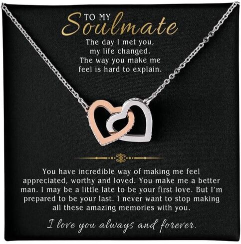 VIRAGIL To My Soulmate Necklace, Gifts For Soulmate Romantic, Wife Birthday Gift Ideas Necklace, Necklace For Wife From Husband, Message Card and Gift Box, Valentine Gift for Girlfriend in Saudi Arabia