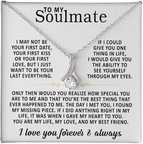 VIRAGIL To My Soulmate Necklace, Gifts For Soulmate Romantic, Wife Birthday Gift Ideas Necklace, Necklace For Wife From Husband, Message Card and Gift Box, Valentine Gift for Girlfriend in Saudi Arabia