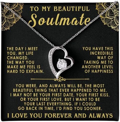 VIRAGIL To My Soulmate Necklace, Gifts For Soulmate Romantic, Wife Birthday Gift Ideas Necklace, Necklace For Wife From Husband, Message Card and Gift Box, Valentine Gift for Girlfriend in Saudi Arabia