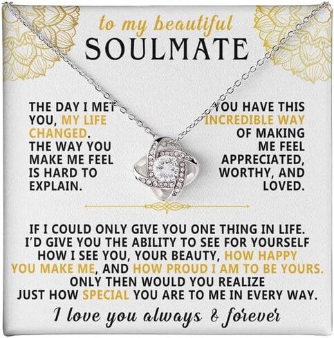 VIRAGIL To My Soulmate Necklace, Gifts For Soulmate Romantic, Wife Birthday Gift Ideas Necklace, Necklace For Wife From Husband, Message Card and Gift Box, Valentine Gift for Girlfriend in Saudi Arabia