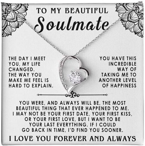 VIRAGIL To My Soulmate Necklace, Gifts For Soulmate Romantic, Wife Birthday Gift Ideas Necklace, Necklace For Wife From Husband, Message Card and Gift Box, Valentine Gift for Girlfriend in Saudi Arabia